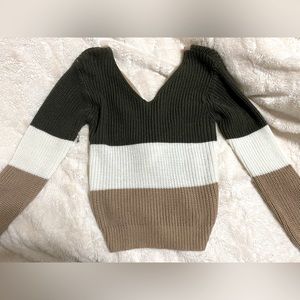 Poor Apparel Sweater with tied & open back.